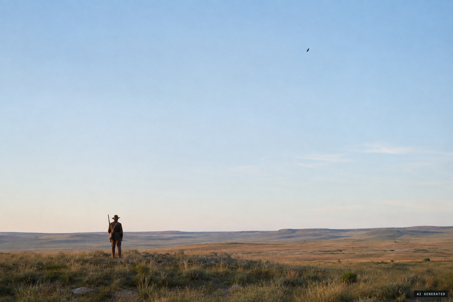 A hunter, a dark speck, a saucer in the sky, sixty-nine years early