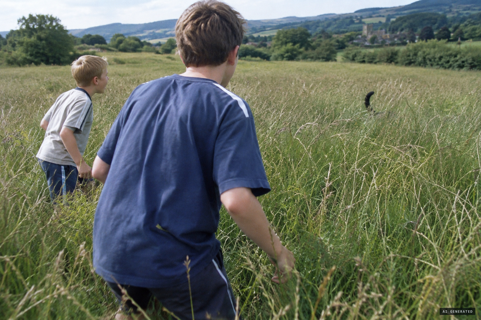 Josh and Jeremy search for Sylvester; Josh spots a black tail in the long grass