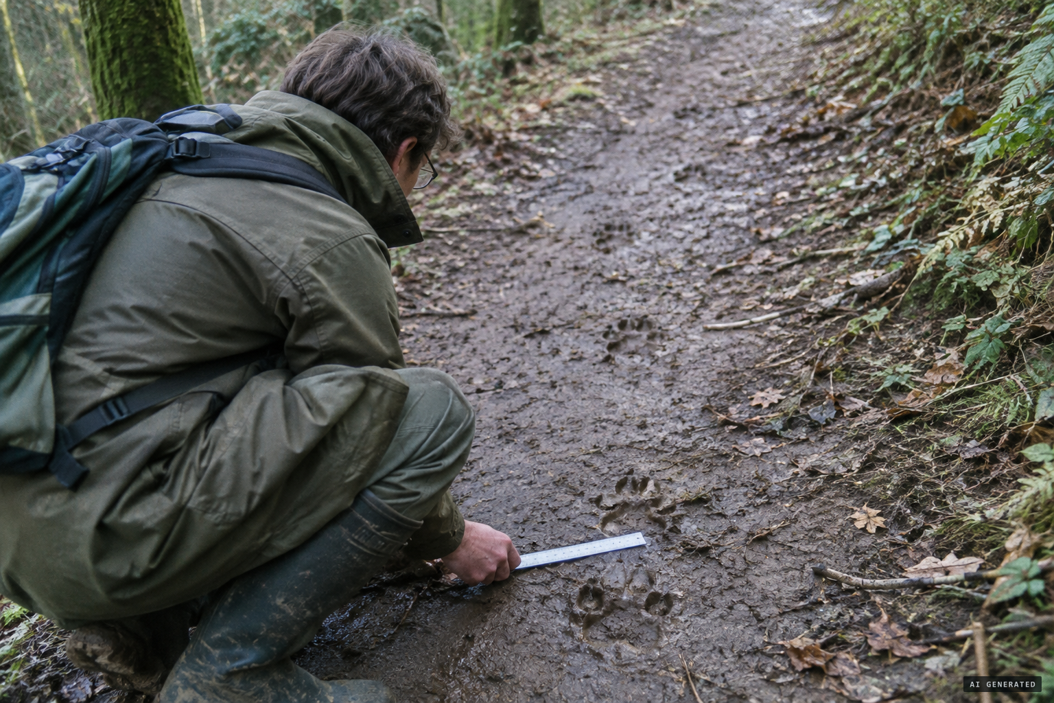 Zoologist and tracker Quentin Rose reads the evidence