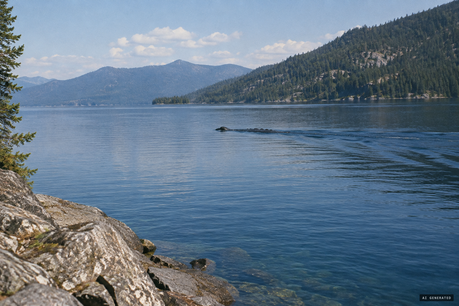 Lake Pend Oreille, where people had long reported the Paddler