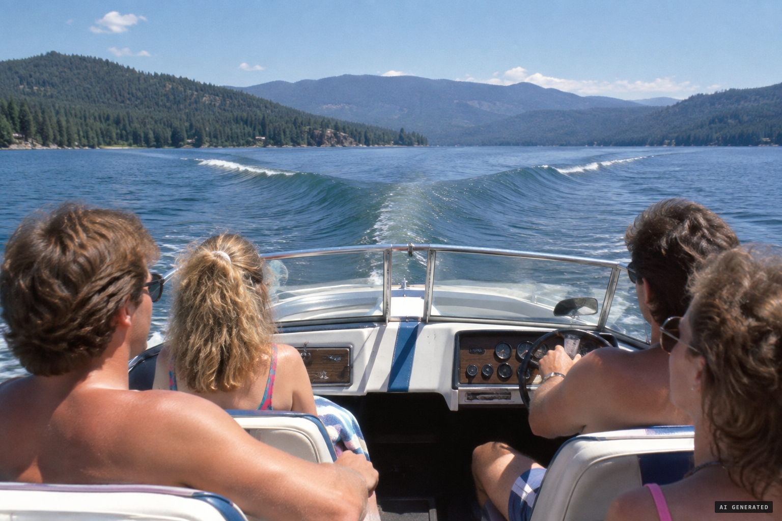 A large V-shaped wave crosses ahead of Julie Green's boat on Memorial Day