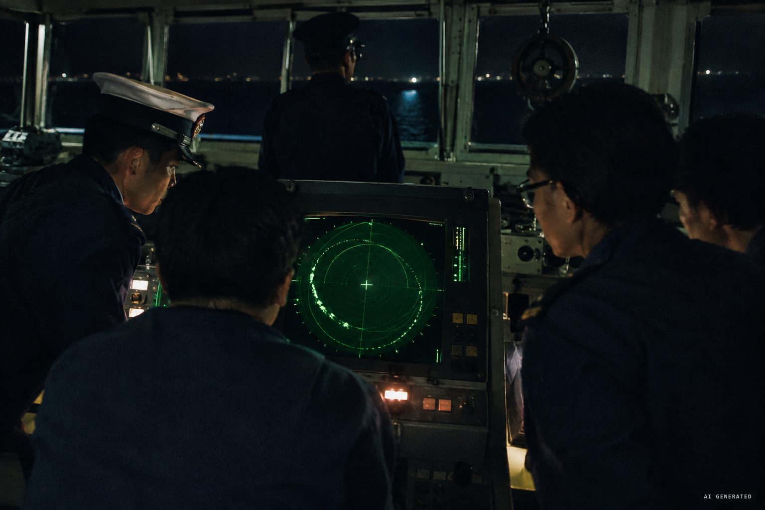 About 20:30, a blinking echo circles the ship twice