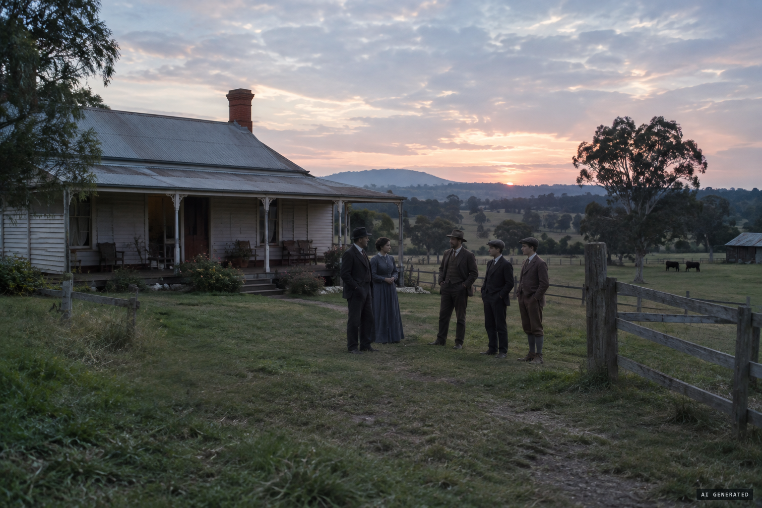 The Cozens and Swain families at the Kangaroo Ground farm