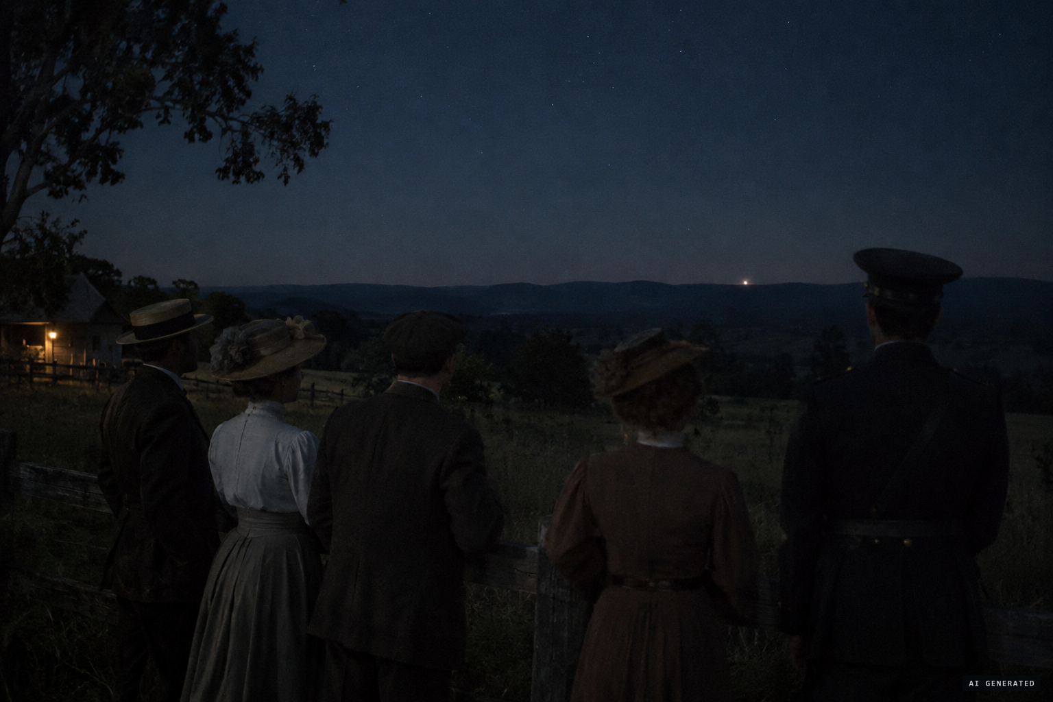 One light sinks behind the ranges around midnight
