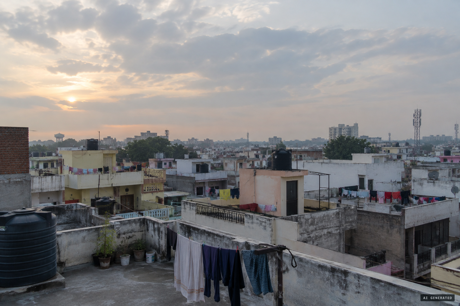 A family rooftop in the Shyam Nagar area of Kanpur