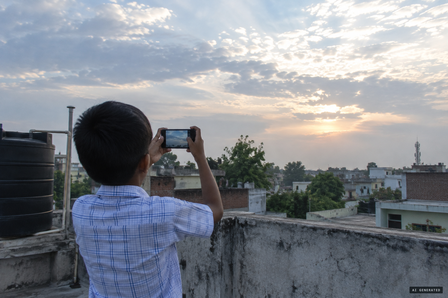 Abhijit photographs cloud shapes from the roof early on a Wednesday morning