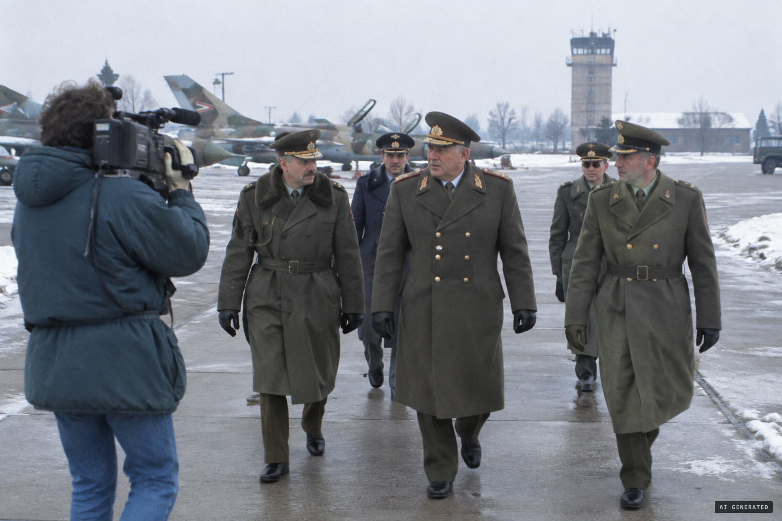 Colonel Keleti investigates at the Kecskemét airfield