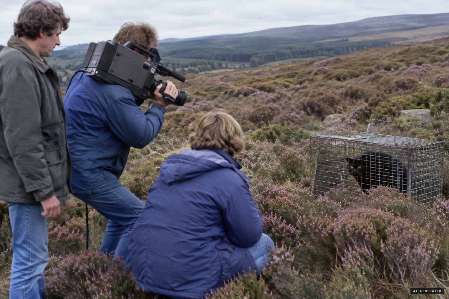 The Tomorrow's World team captures the first live Kellas cat