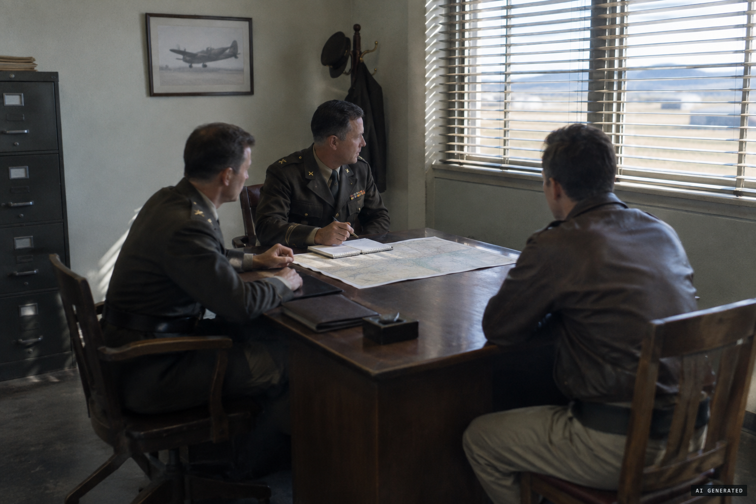 Counter Intelligence officers interview Arnold at Hamilton Field