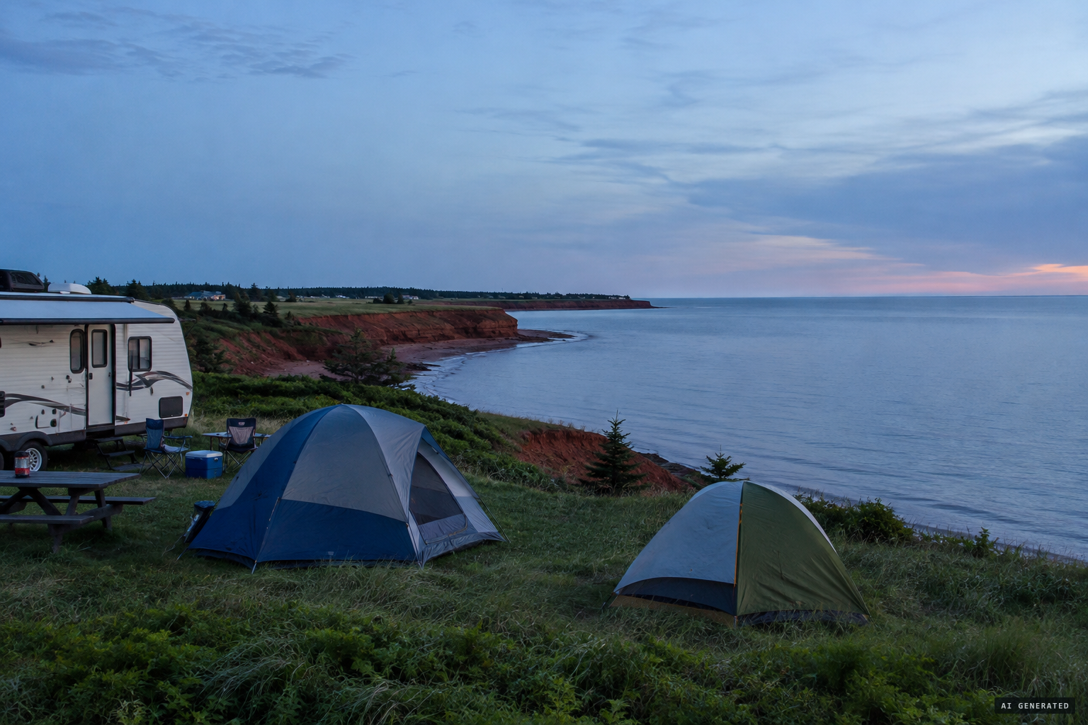 Twin Shores campground on P.E.I.'s North Shore, facing the Gulf of St. Lawrence