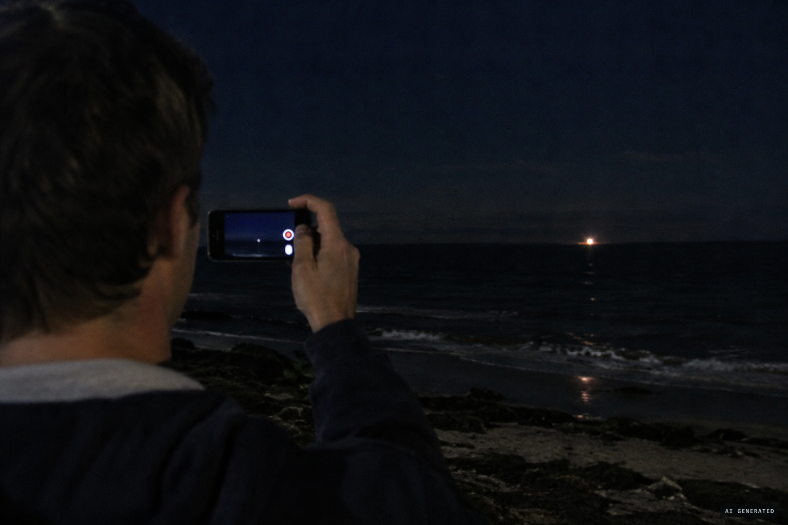 Sheppard starts filming the light on his phone