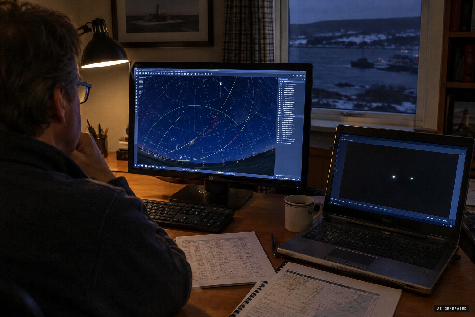 MUFON investigators check satellites and flight schedules for Case 57090