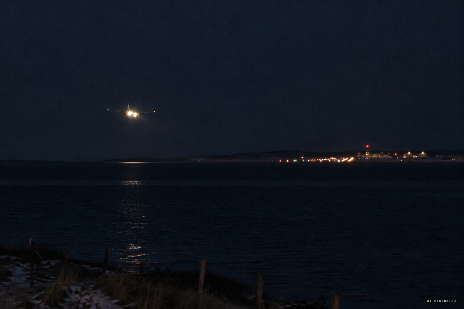 The 11:42 p.m. Air Canada flight approaching Îles-de-la-Madeleine