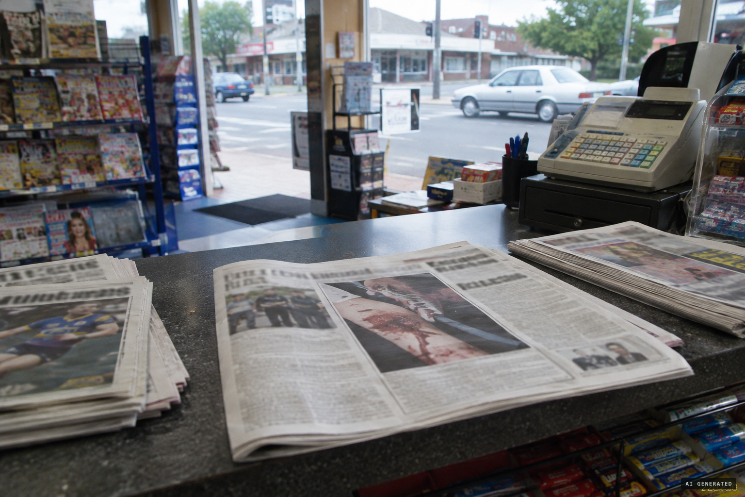The Hills Shire Times prints a photo of his bloodied arm