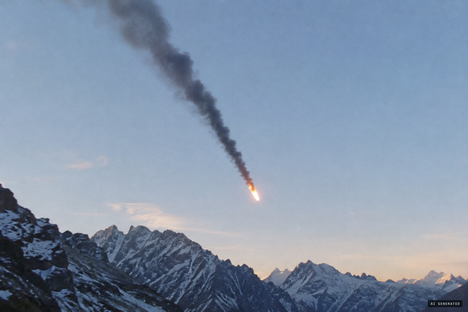 The object was on fire, with thick smoke pouring from it before the crash
