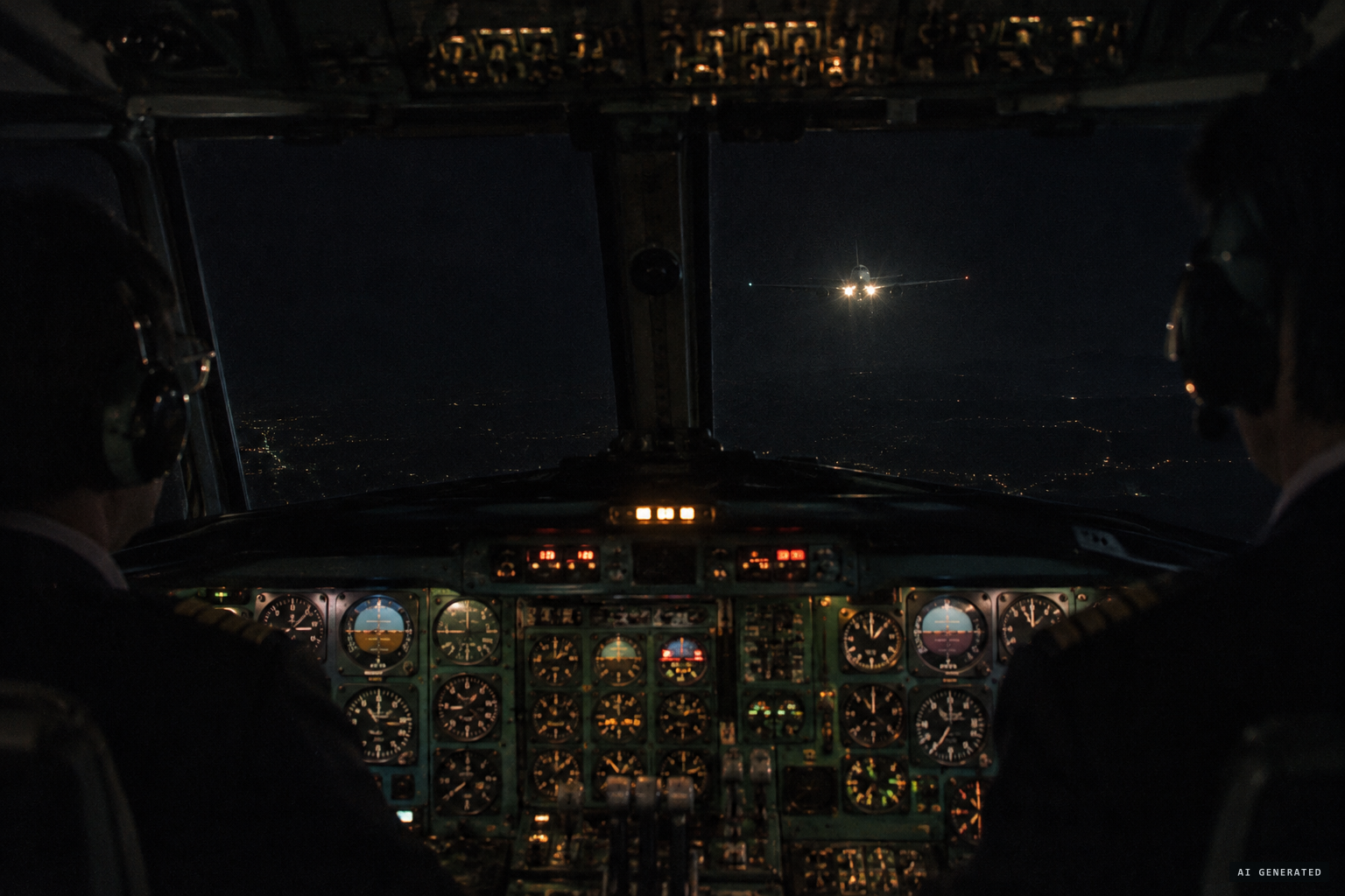 Flight 6808's crew sees an object like an aeroplane with its landing lights on, coming head-on