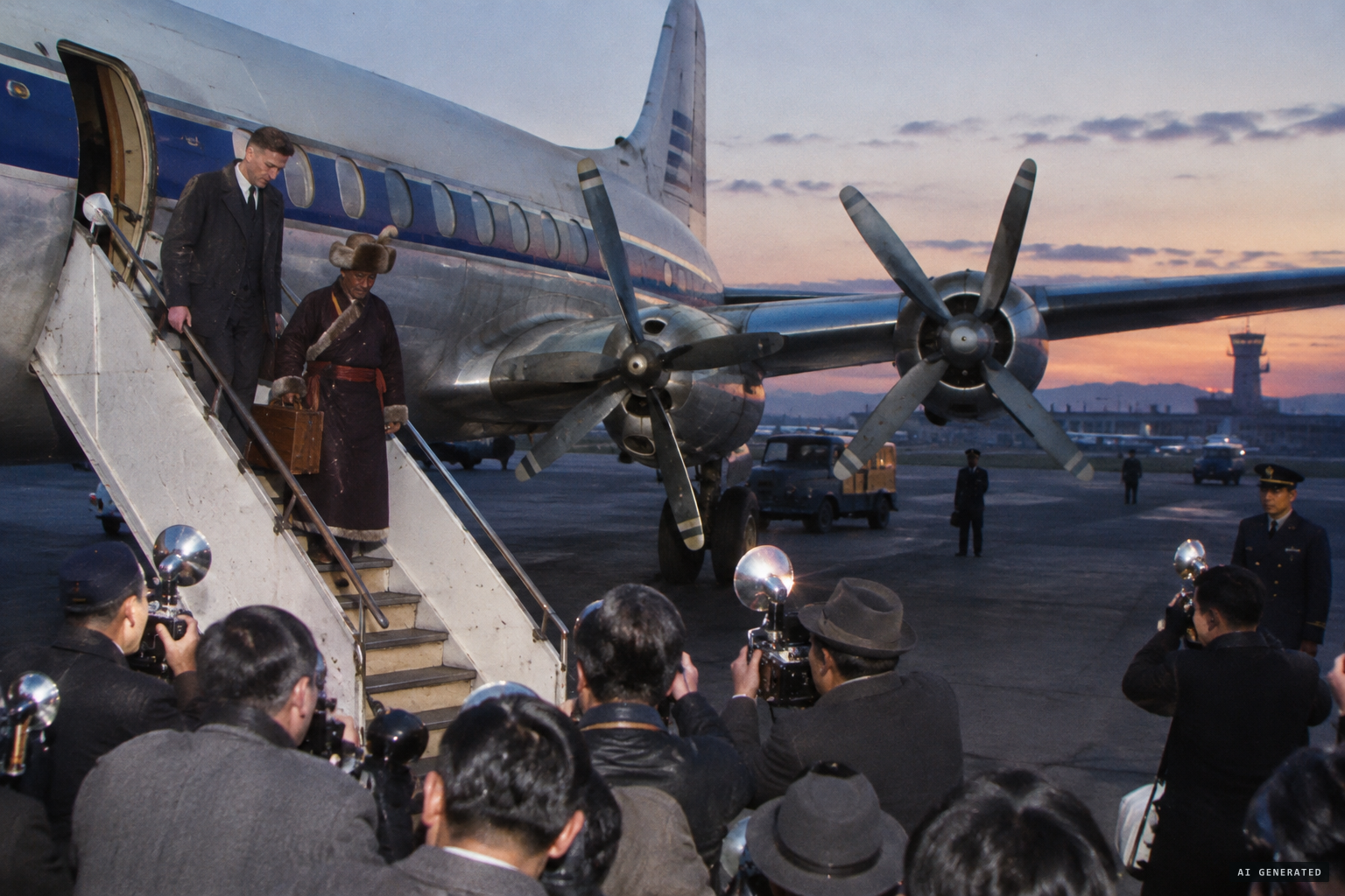 Hillary and Khunjo Chumbi arrive in Tokyo