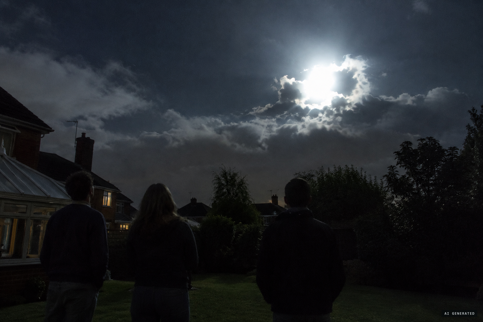 A huge, silent bright light behind a cloud, brighter than the moon