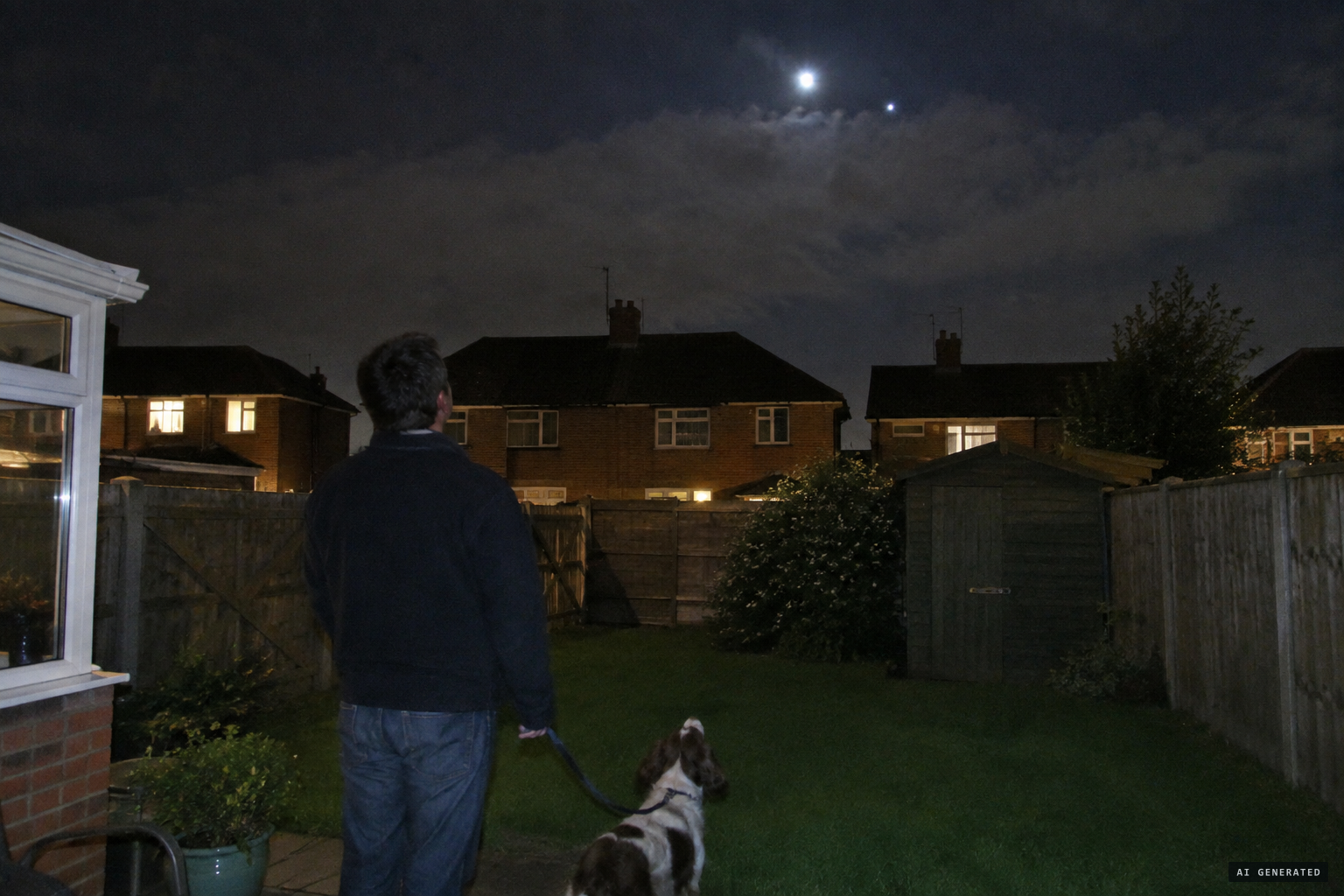 Andy, out with a dog in Howlands, sees two objects swinging left to right above the clouds