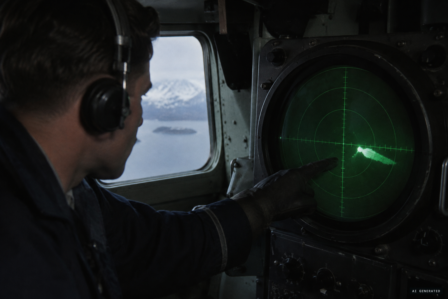 A smeared blip with a tail closes from 5 miles to overhead in ten seconds