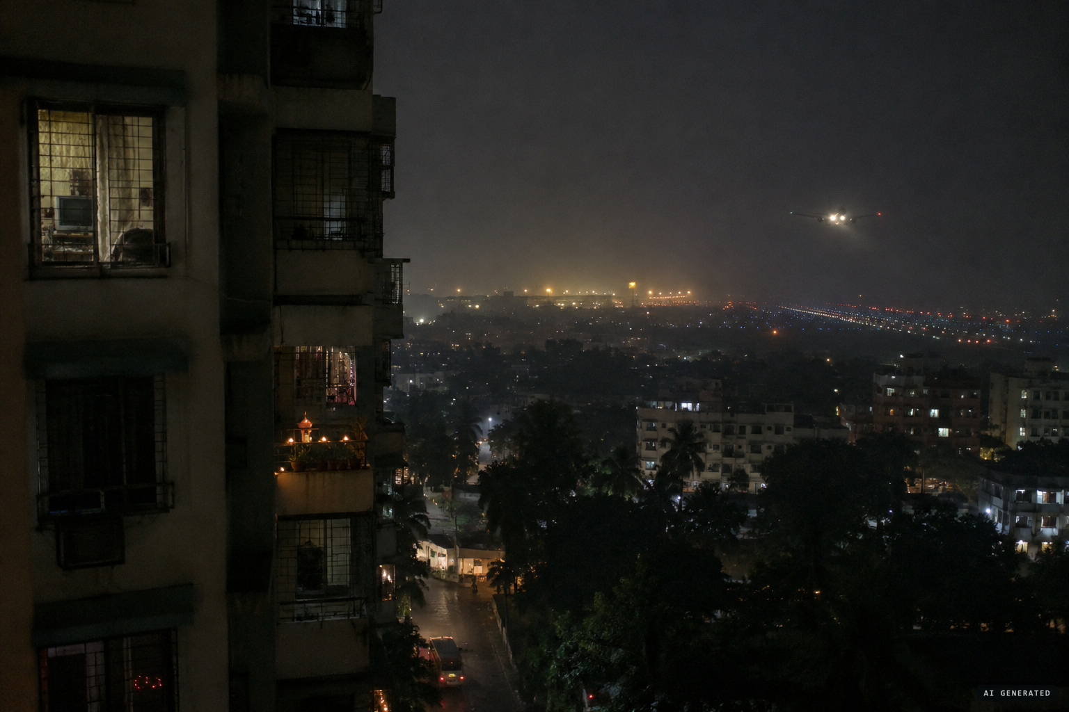 Akhtar's east-facing high-rise flat near the Kolkata airport, October 2007