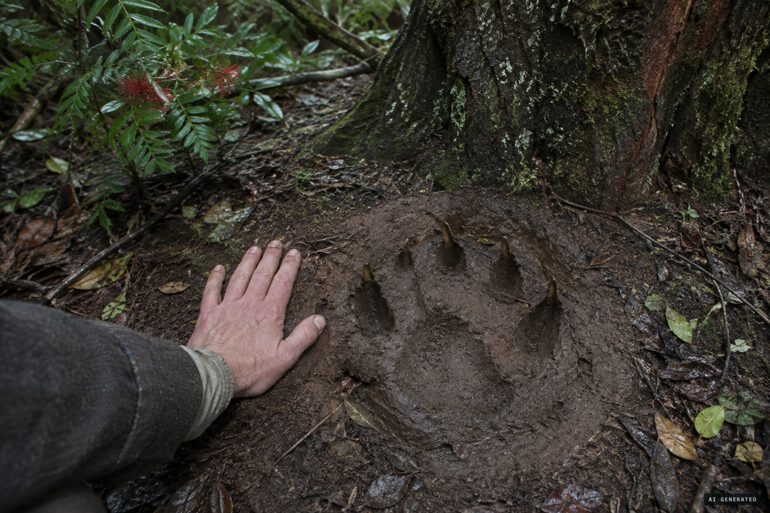Footprints larger than a man's hand