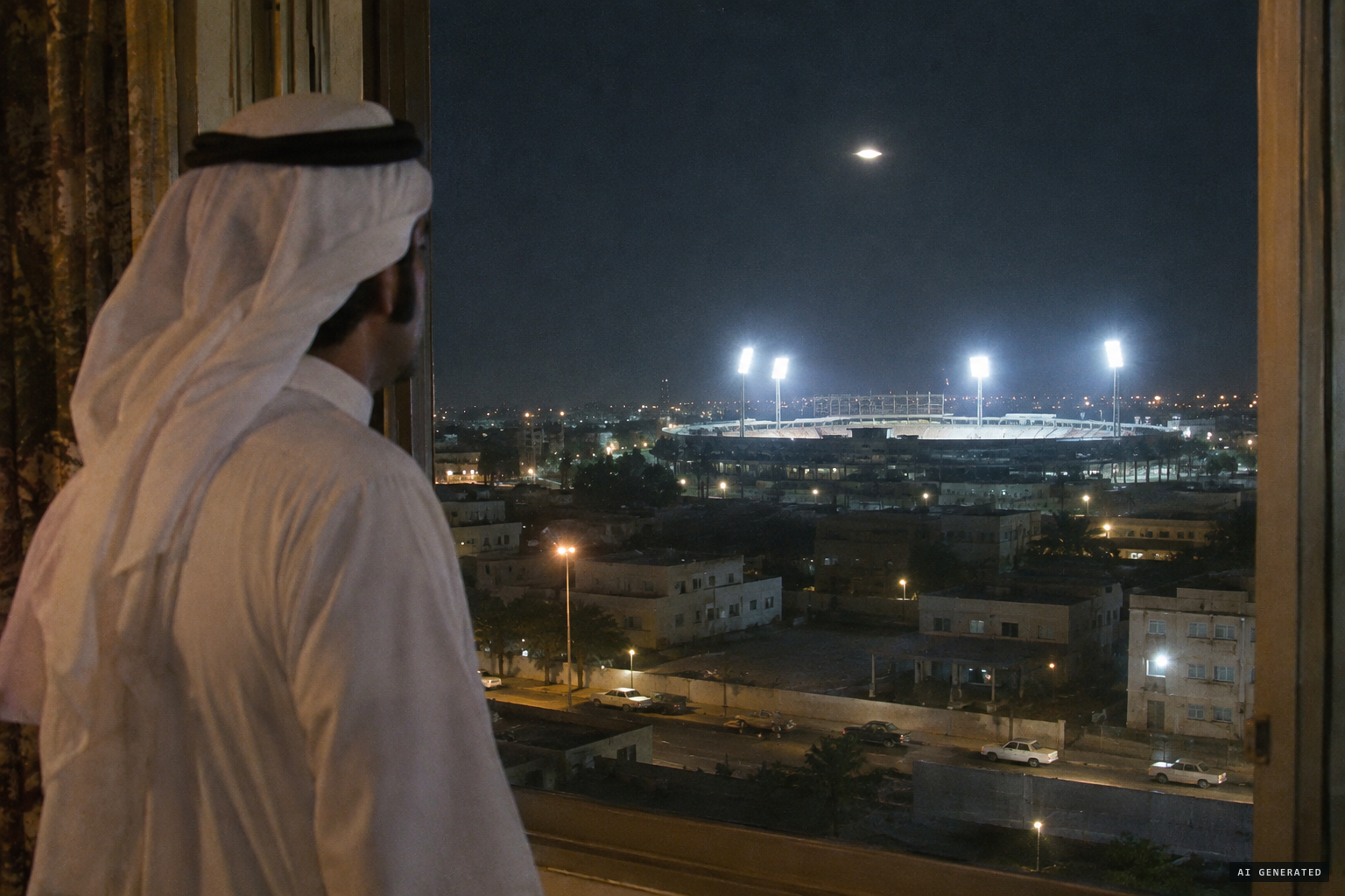 An eyewitness watches the object over Kuwait City from his window