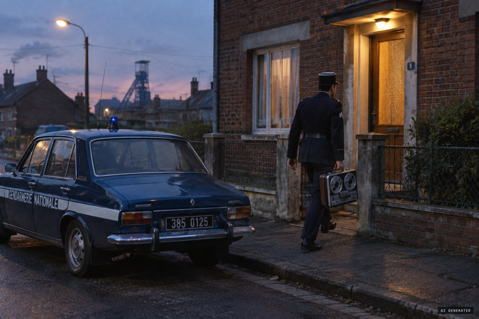 Adjudant Guilbert arrives with a tape recorder
