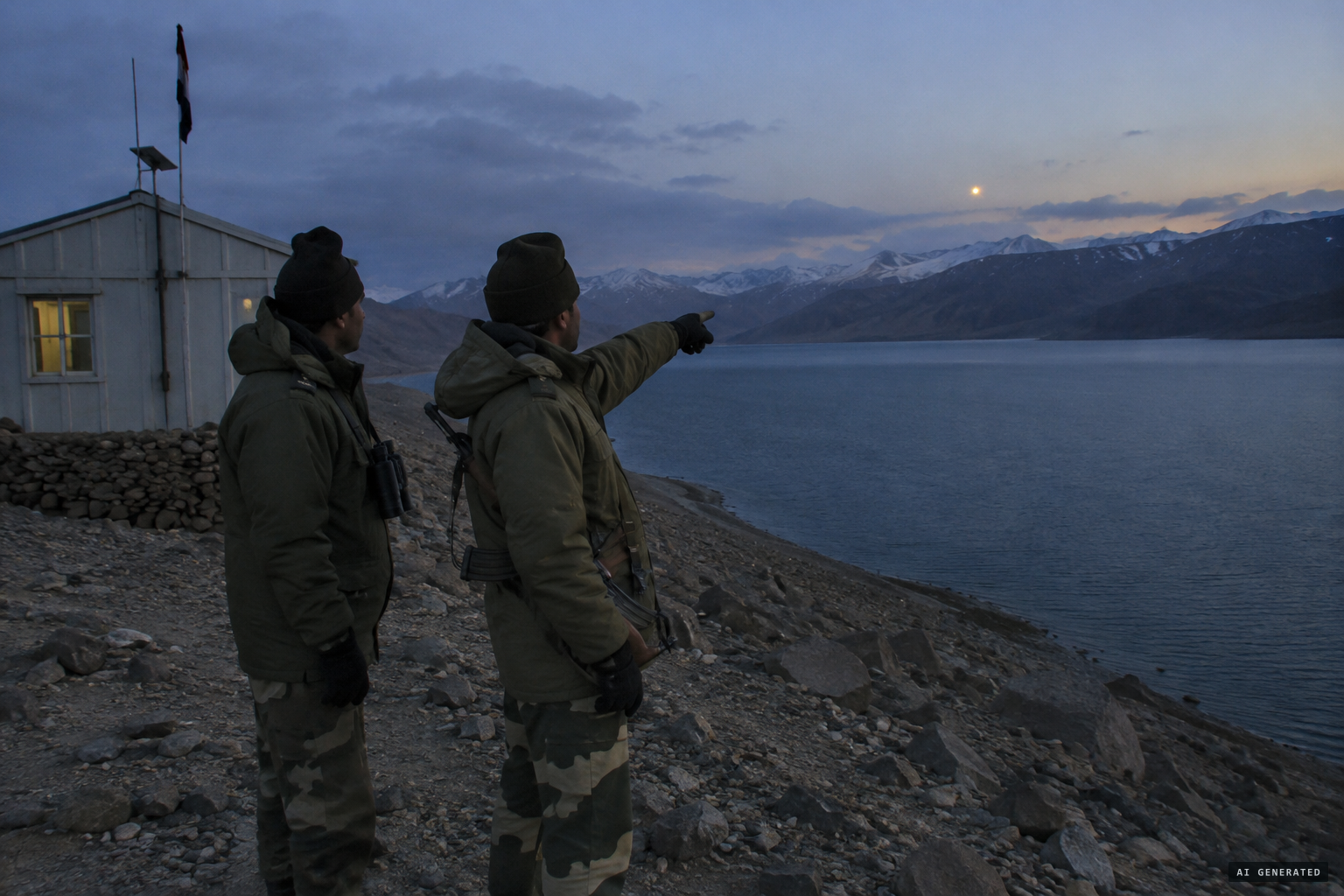 ITBP men at Thakung watch one of the 'Unidentified Luminous Objects'