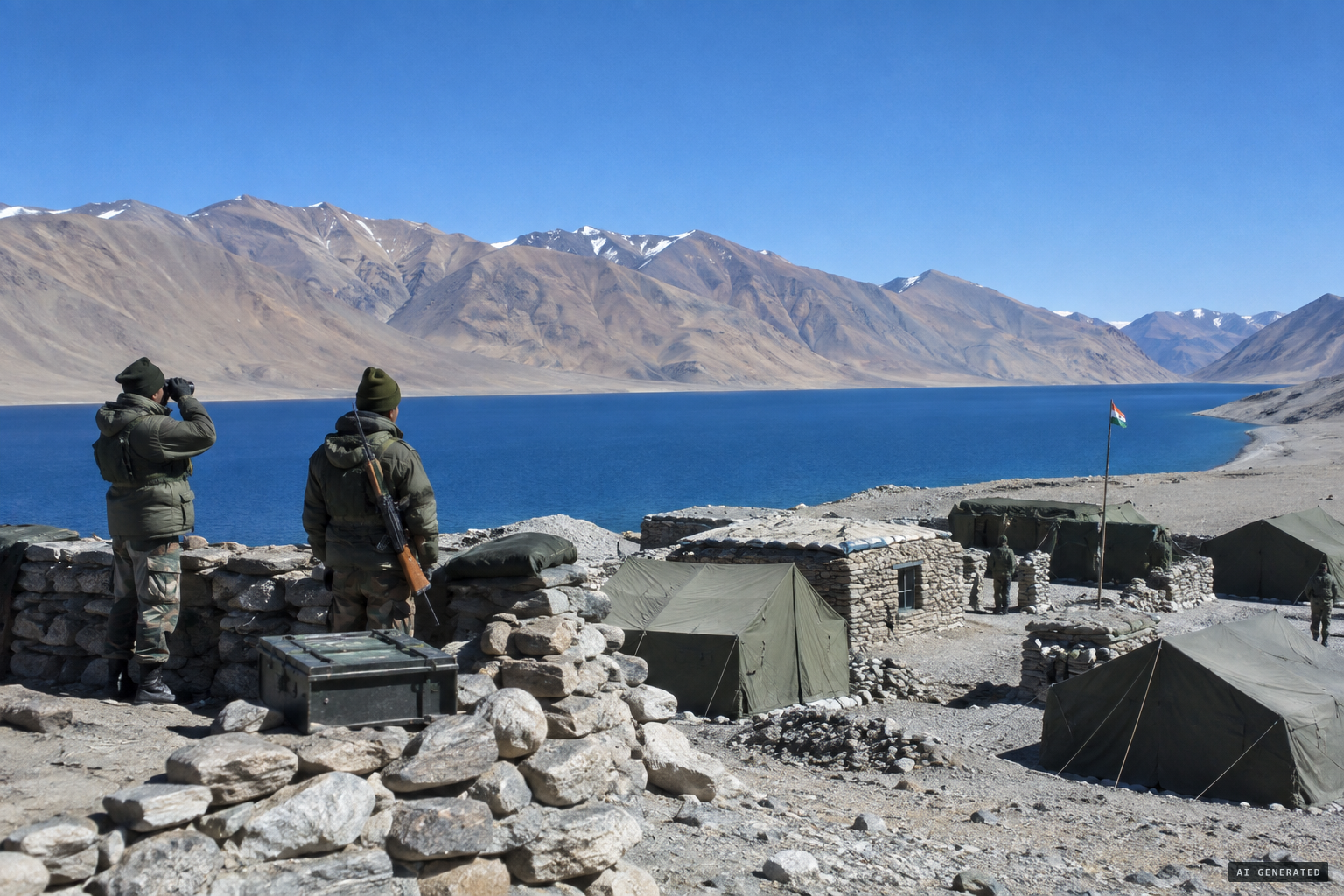 The Army and ITBP post at Thakung, high above Pangong Tso