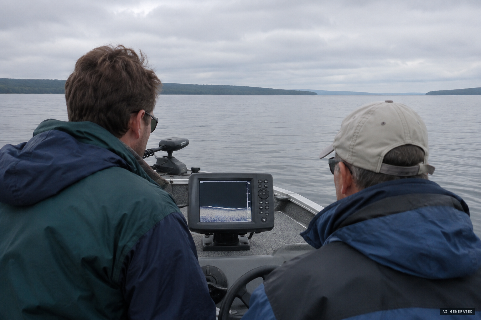 Nickell and Radford sweep the lake with sonar and find nothing