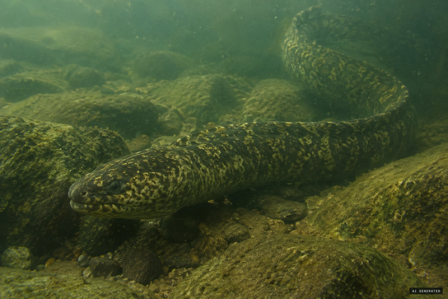 The giant mottled eel, the leading candidate in Japanese sources