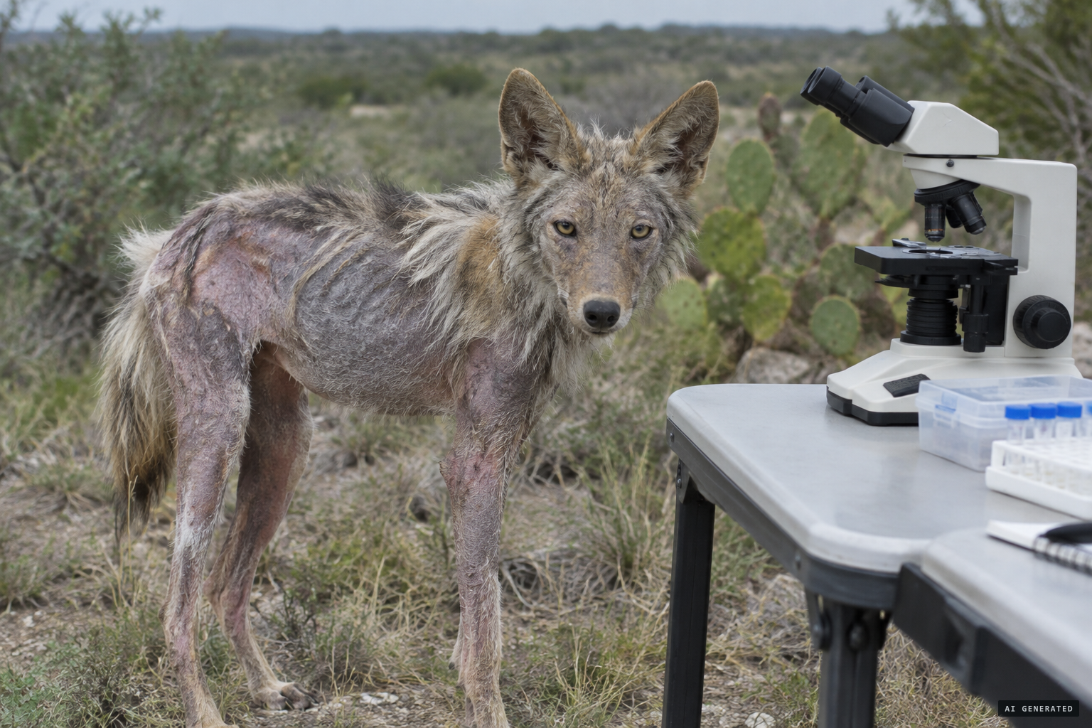 Mangy coyotes and the mite Sarcoptes scabiei explain American chupacabras