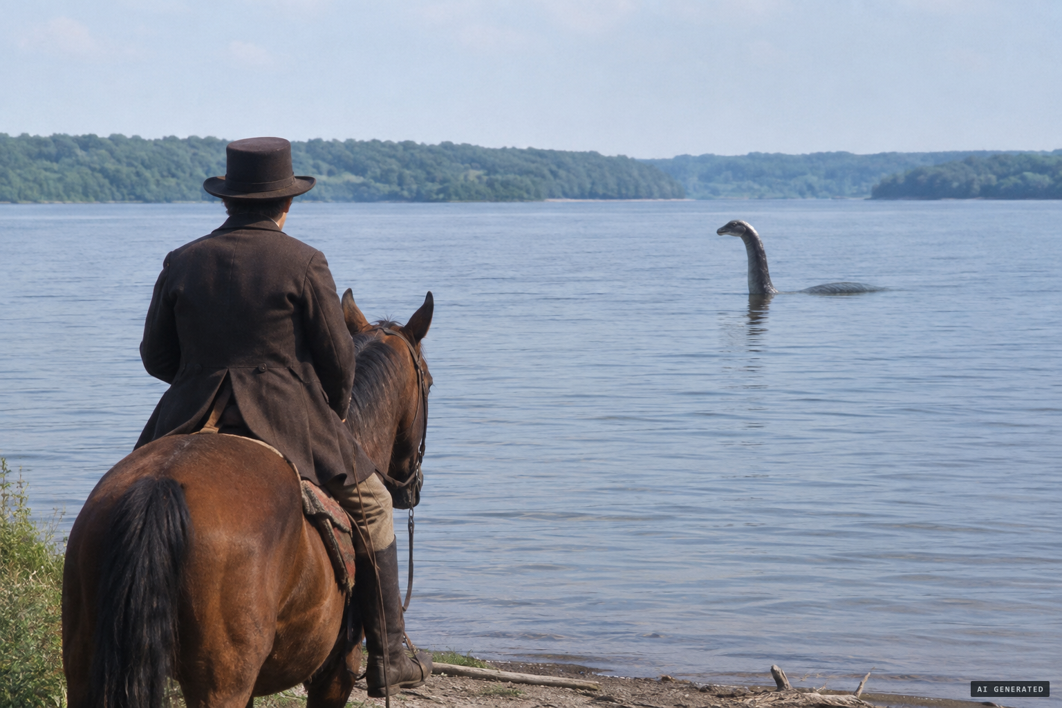 Mr. Lindsey watches the animal raise its head from the lake