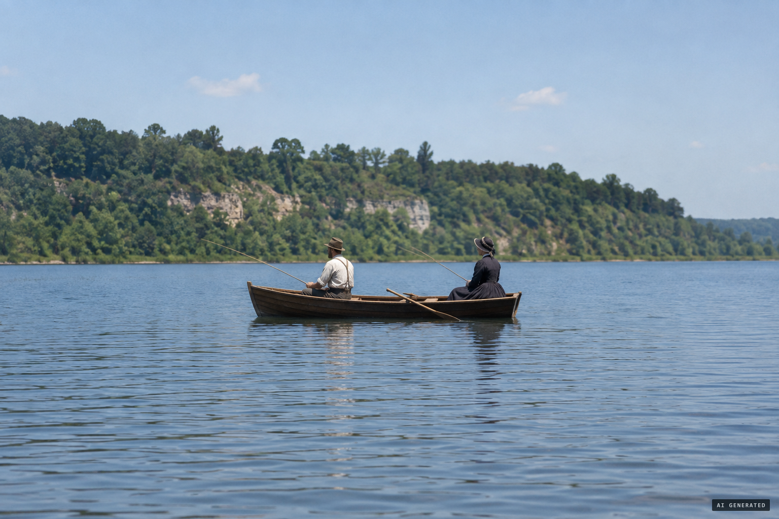 Dunn and his wife fishing on Lake Mendota, late morning, 22 June 1883