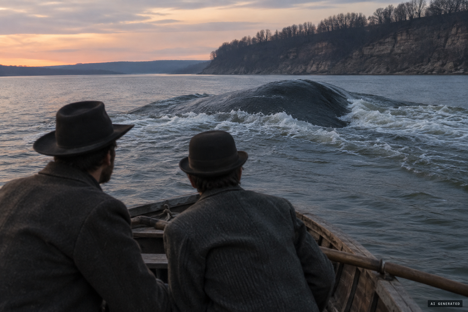 Two local men see something big and fast crossing the lake