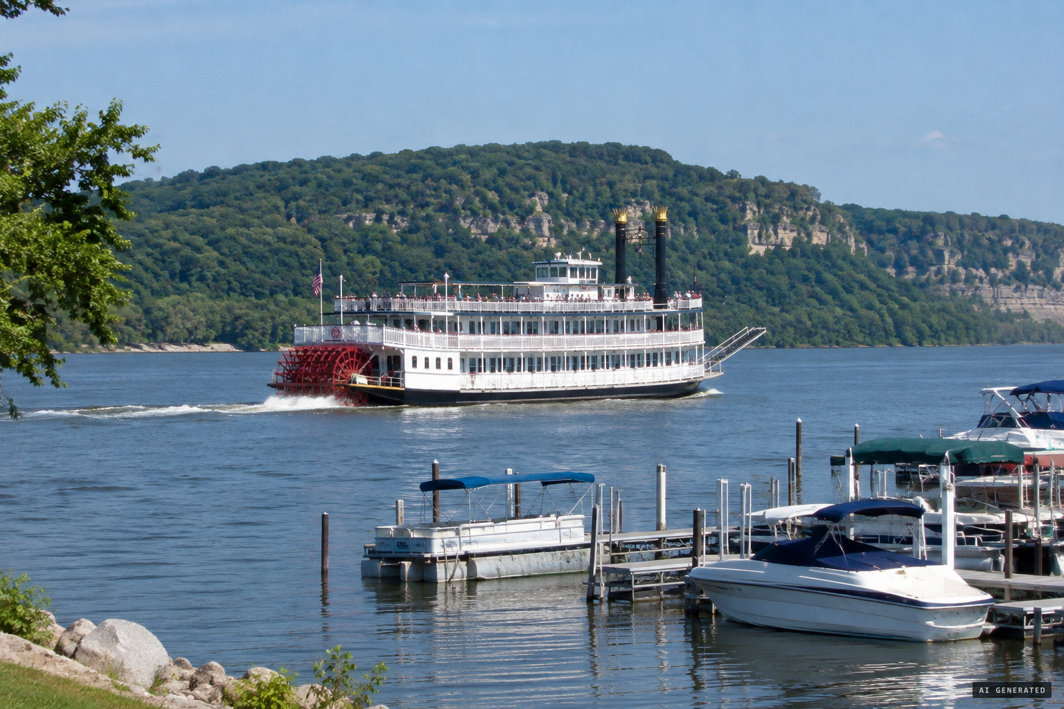 The paddle-wheeler Pearl of the Lake, the landmark for a $50,000 photo reward