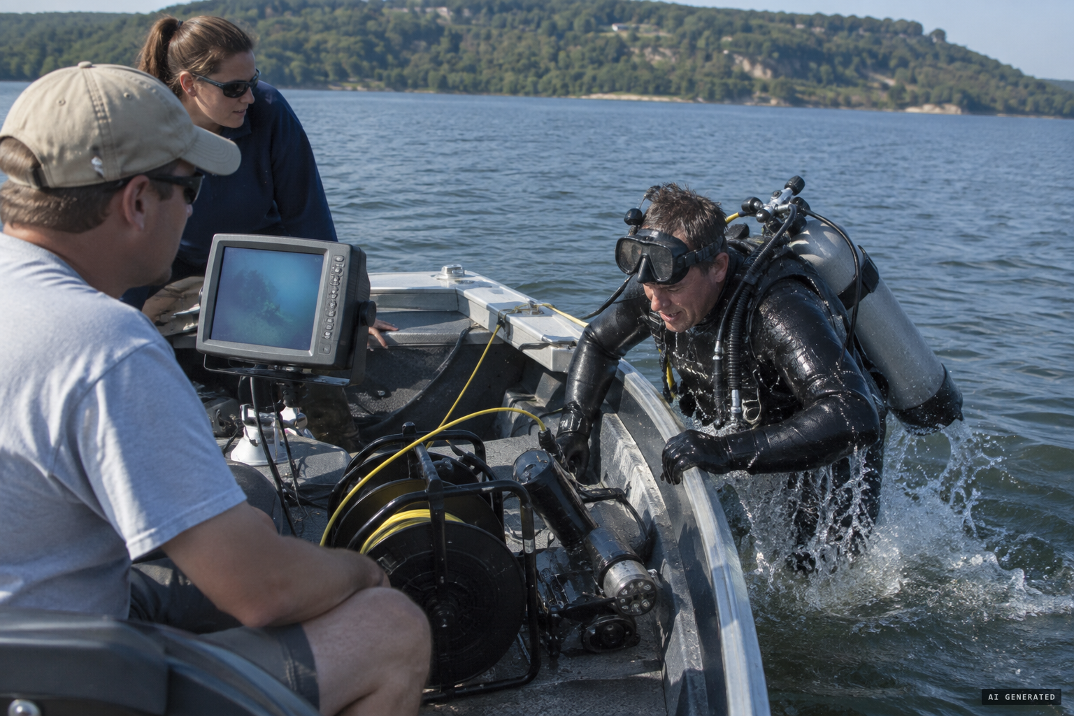 The expedition diver met something large that scared him out of the water