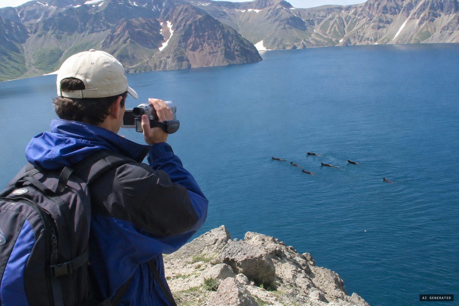 2007: video of six seal-like creatures in the lake