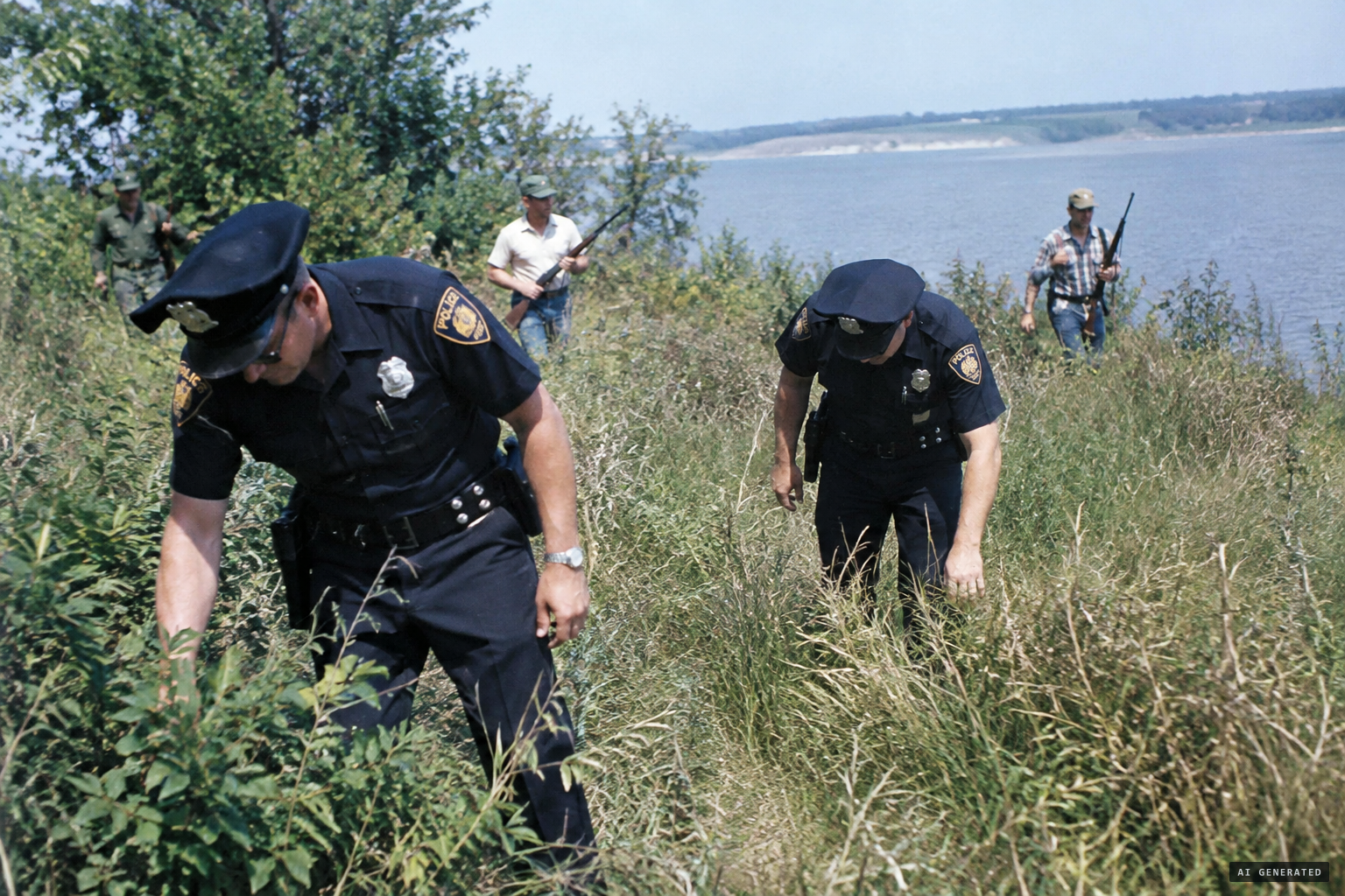 Fort Worth police search the Greer Island area, surrounded by people wandering with guns
