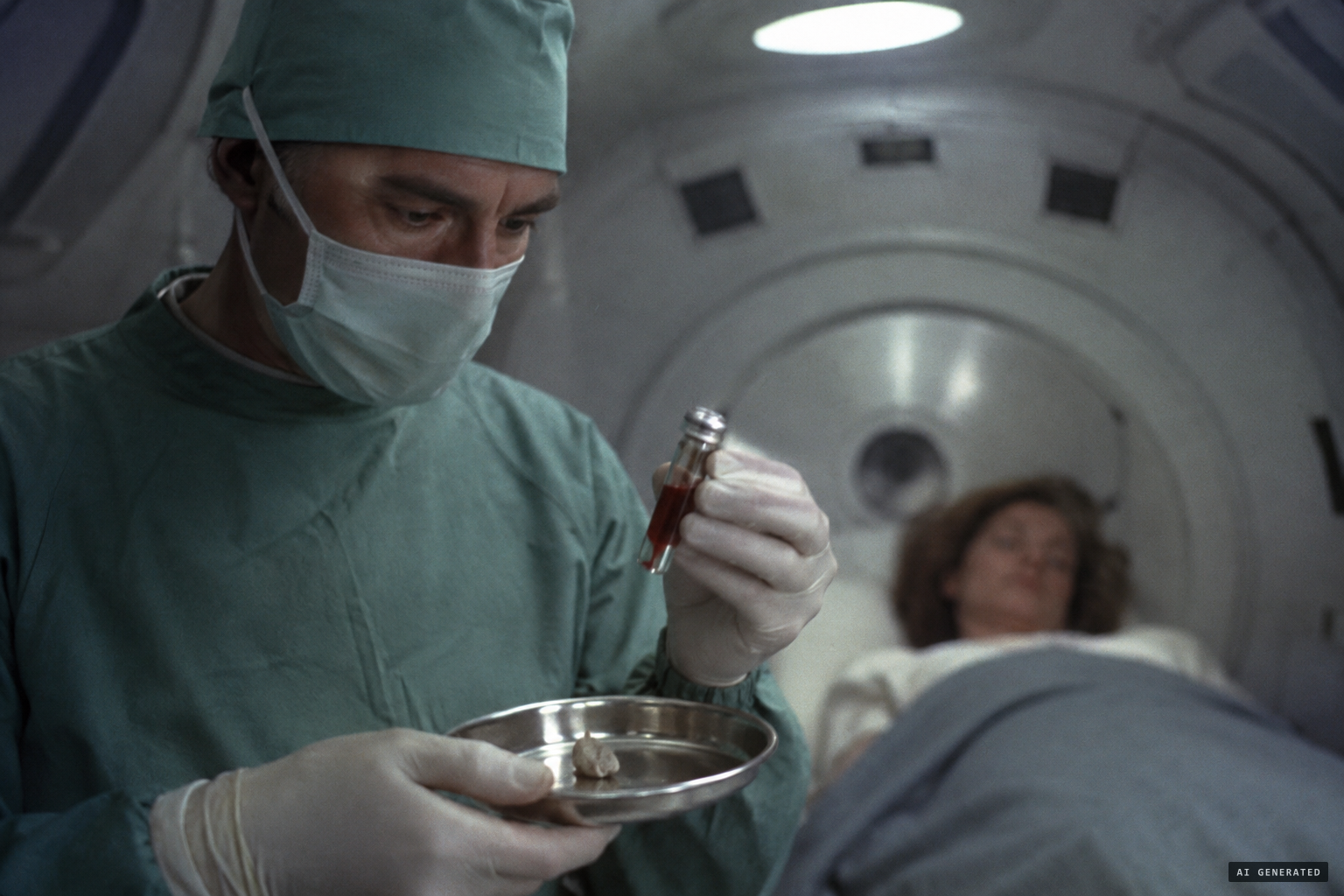 The examination: a fingernail paring and a blood sample are taken.