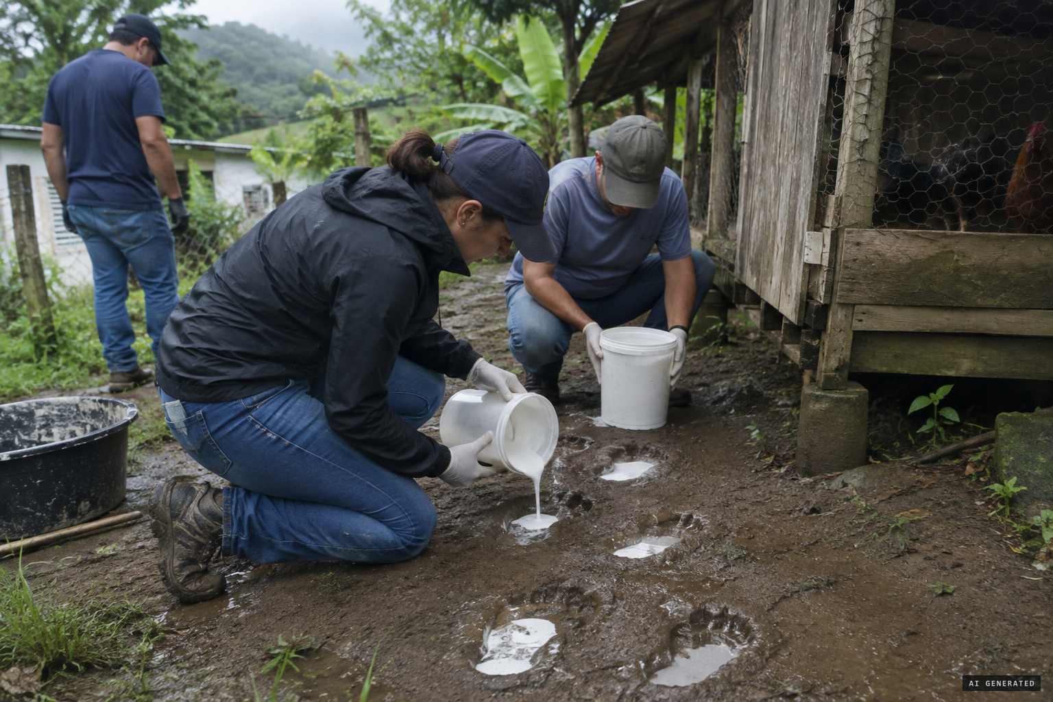 The Mundo Ovnis team casts the footprints in plaster