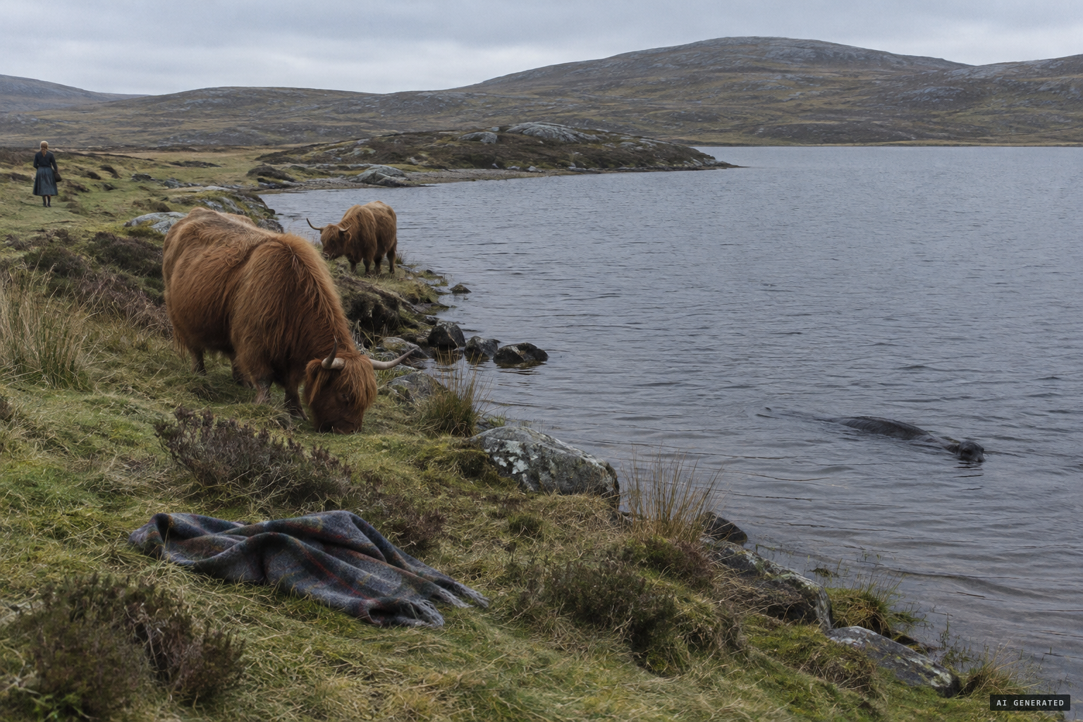 The blanket left on the bank by a girl herding cattle