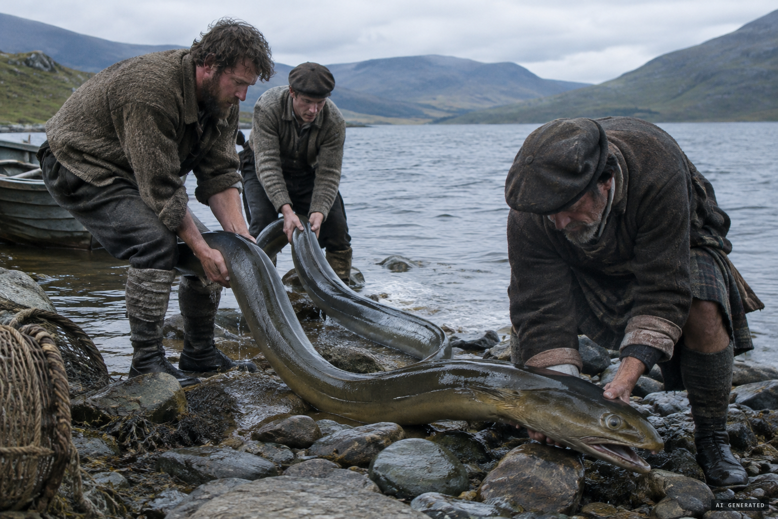 Eels of huge size caught in Highland lakes