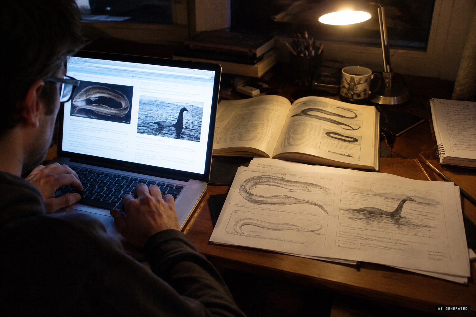 Dale Drinnon's blog proposes humps, not fins: a horse-eel