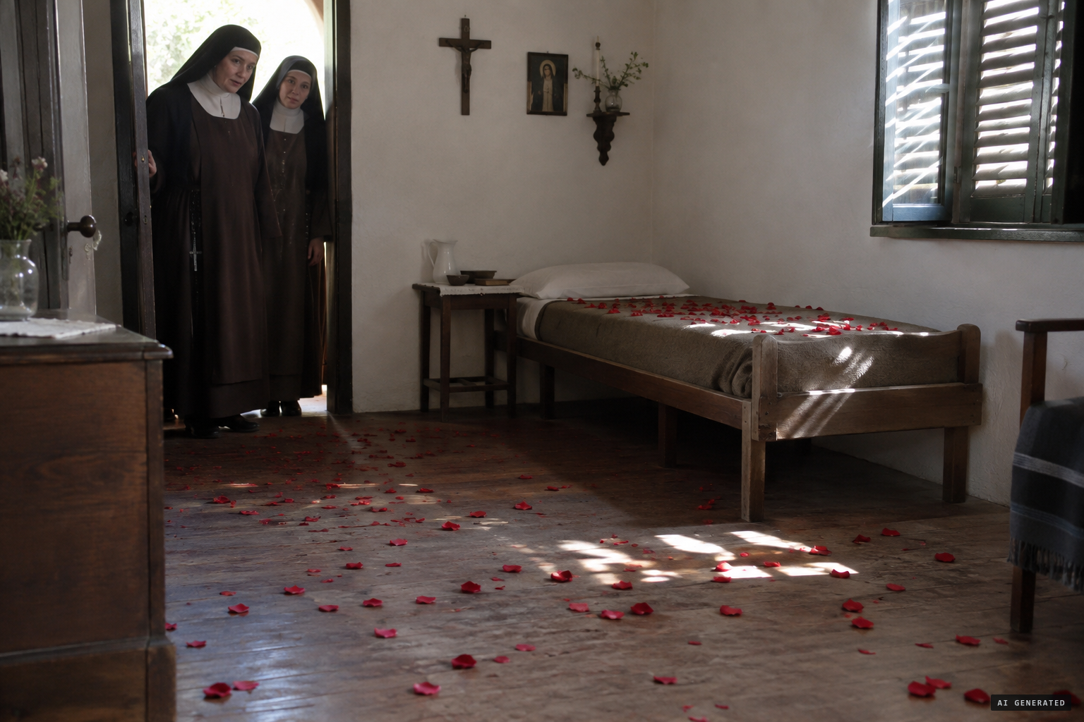 Nuns find fresh rose petals strewn around their rooms