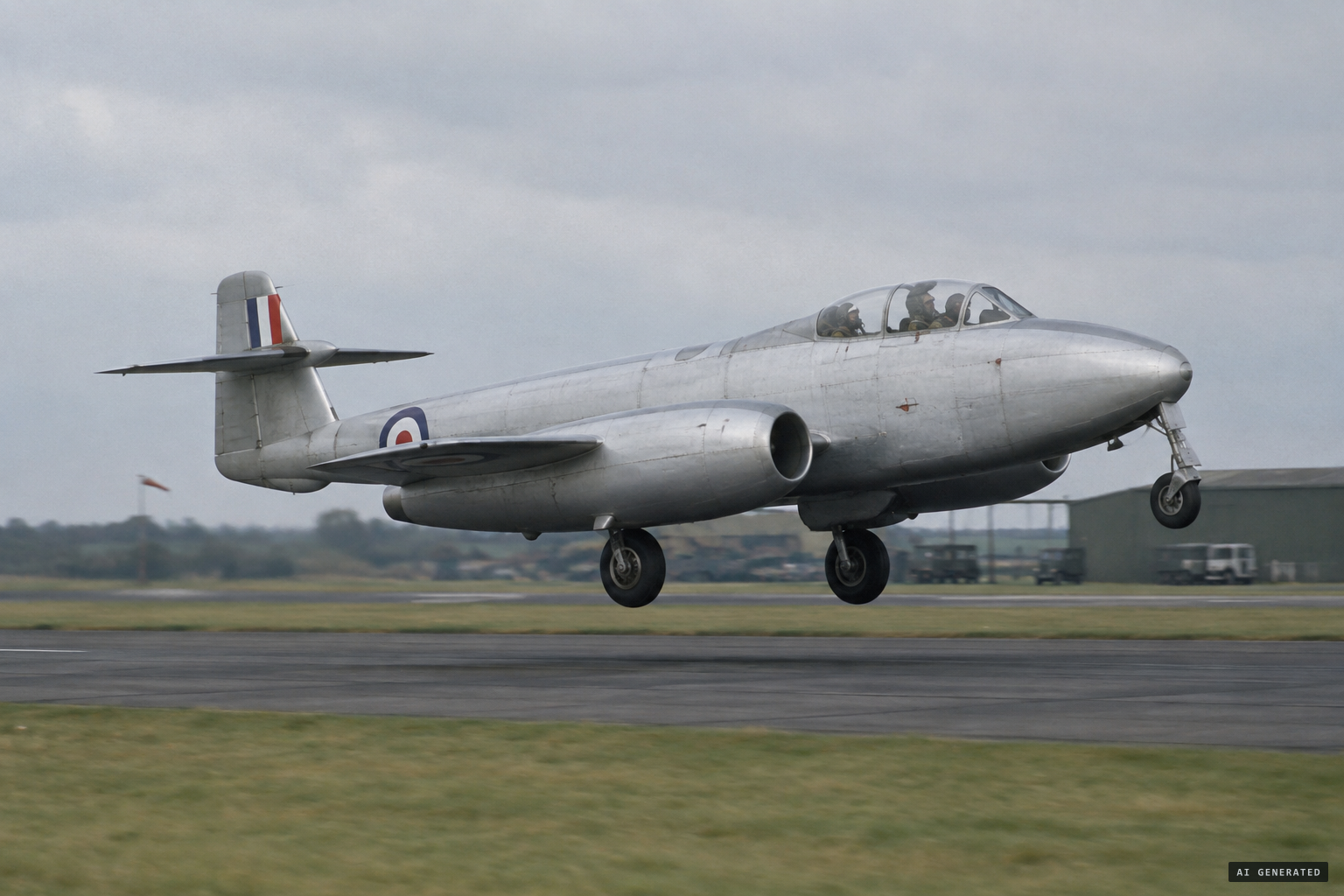 Swiney and Crofts take off in a Meteor T.7 on a navigation exercise
