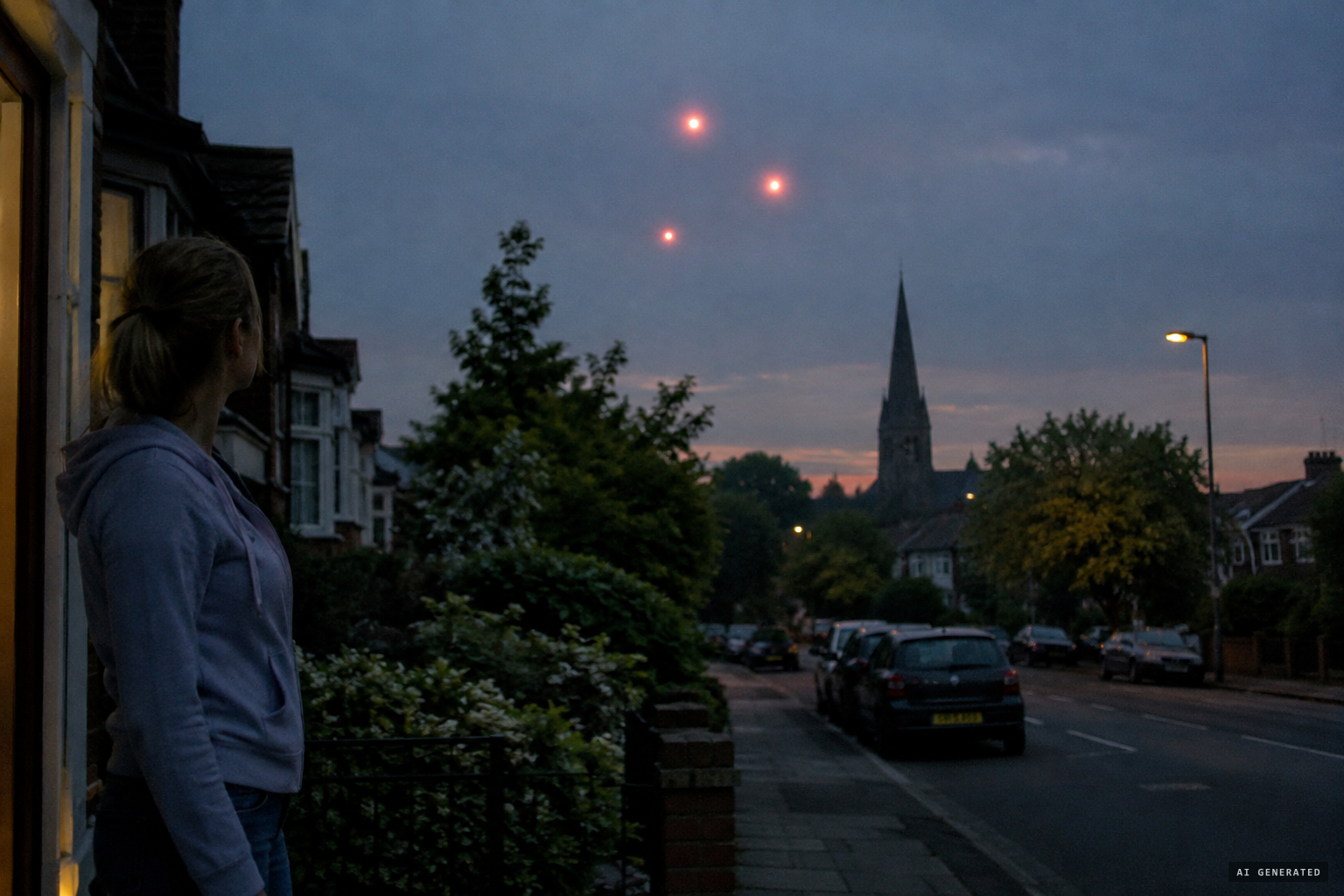 Three lights "like red balls" over Mossley Hill