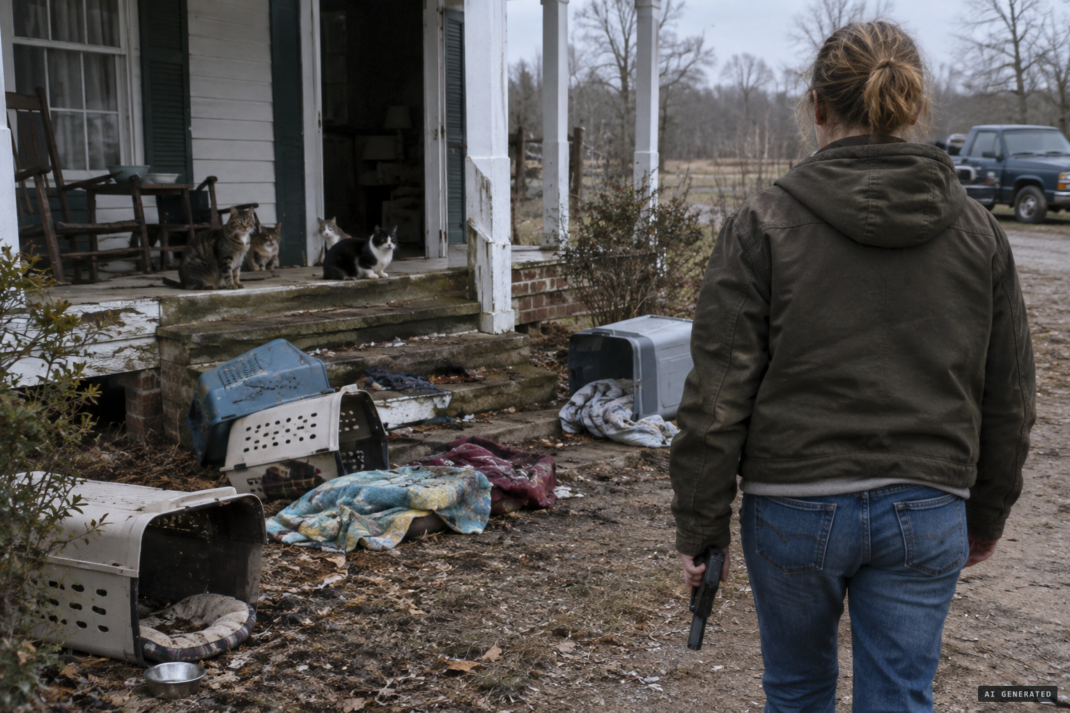 Tampered cat beds, missing cats, and a gun carried outside