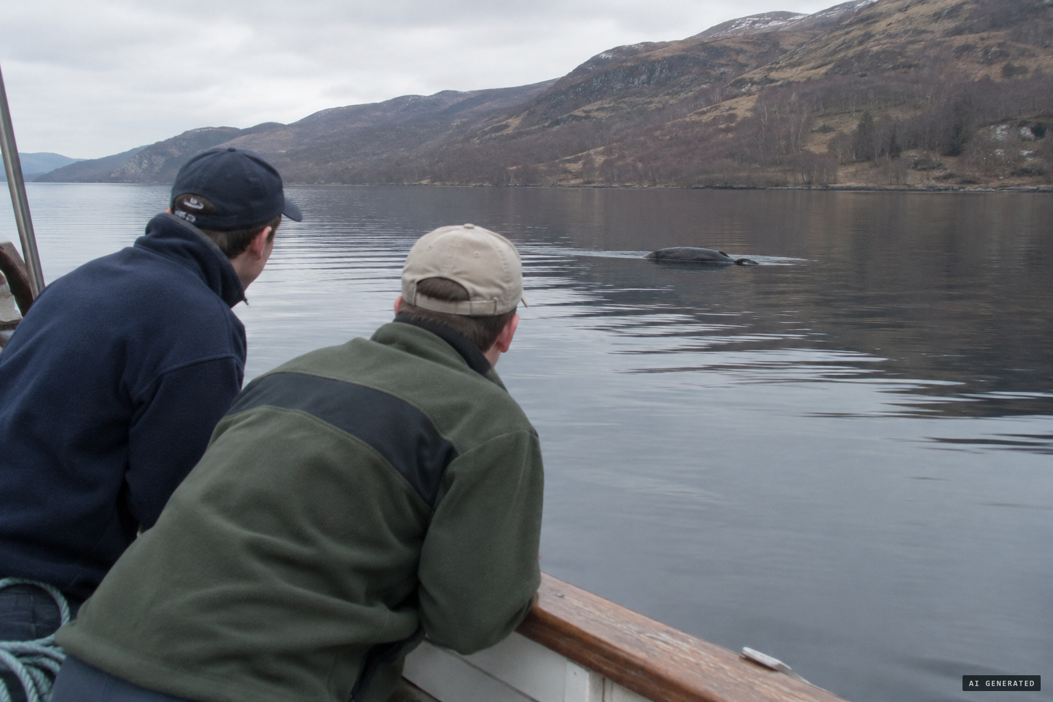 Two American students on a fishing boat spot a mass floating on the loch
